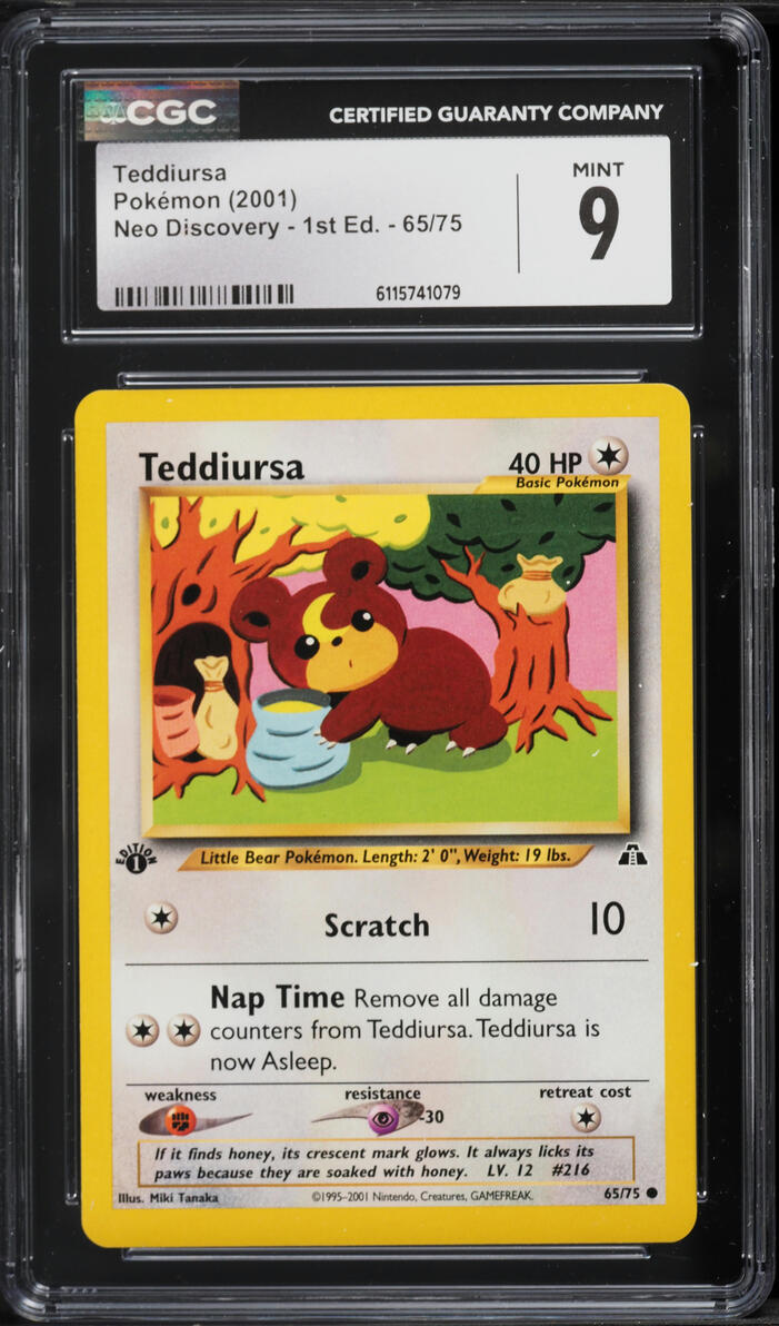 2001 Pokemon Neo Discovery 1st Edition Teddiursa #65 CGC 9 MINT