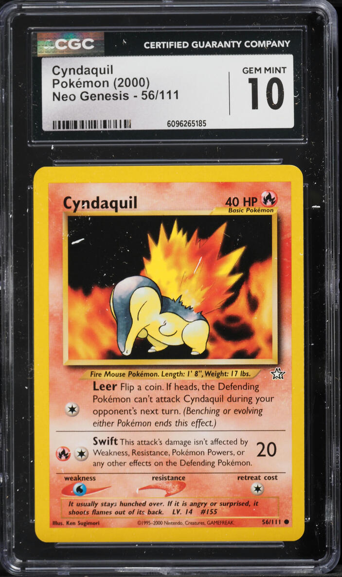 2000 Pokemon Neo Genesis Cyndaquil #56 CGC 10 GEM MINT