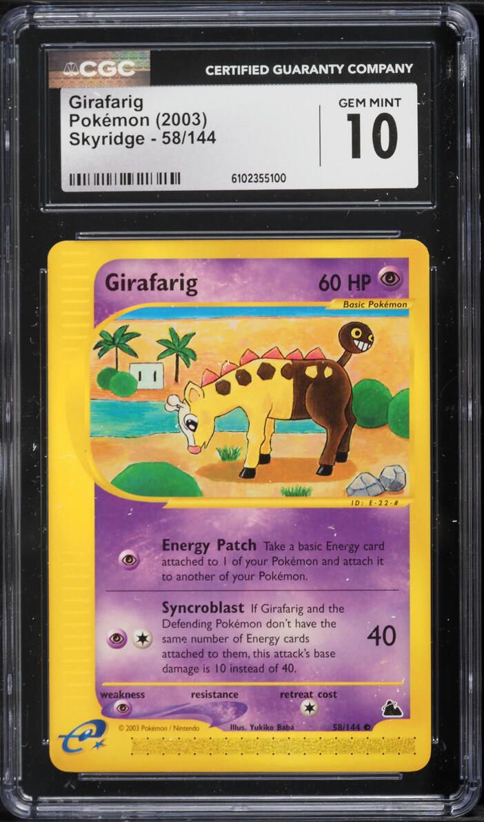 2003 Pokemon Skyridge Girafarig #58 CGC 10 GEM MINT