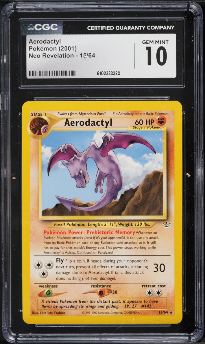 2001 Pokemon Neo Revelation Aerodactyl #15 CGC 10 GEM MINT