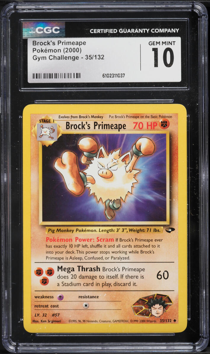 2000 Pokemon Gym Challenge Brock's Primeape #35 CGC 10 GEM MINT