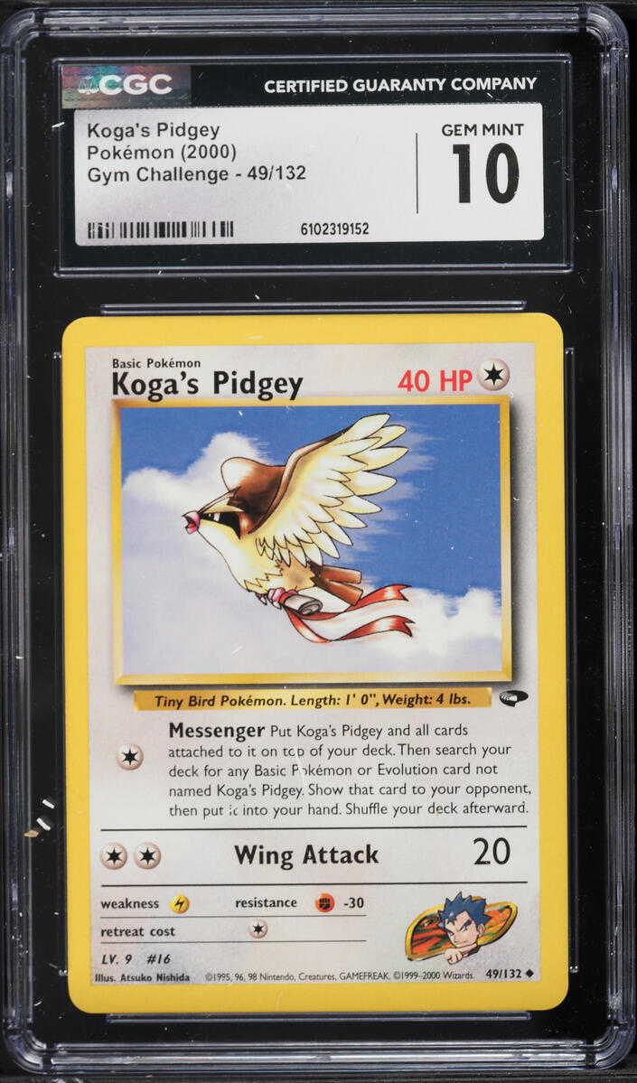 2000 Pokemon Gym Challenge Koga's Pidgey #49 CGC 10 GEM MINT