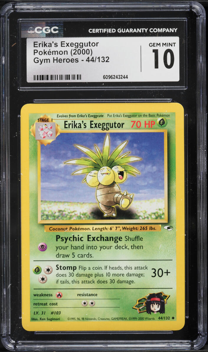 2000 Pokemon Gym Heroes Erika's Exeggutor #44 CGC 10 GEM MINT