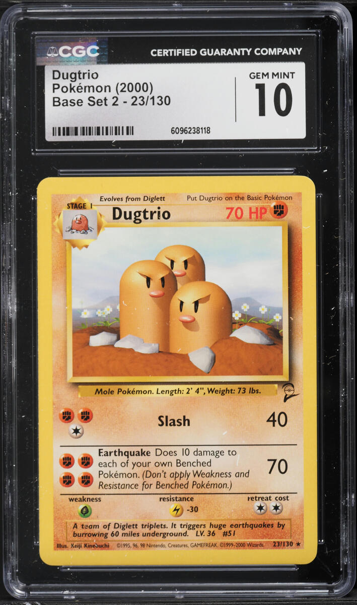 2000 Pokemon Base Set 2 Dugtrio #23 CGC 10 GEM MINT