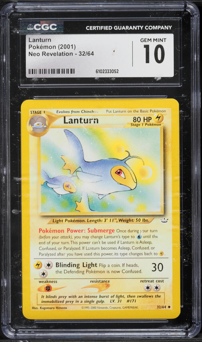 2001 Pokemon Neo Revelation Lanturn #32 CGC 10 GEM MINT