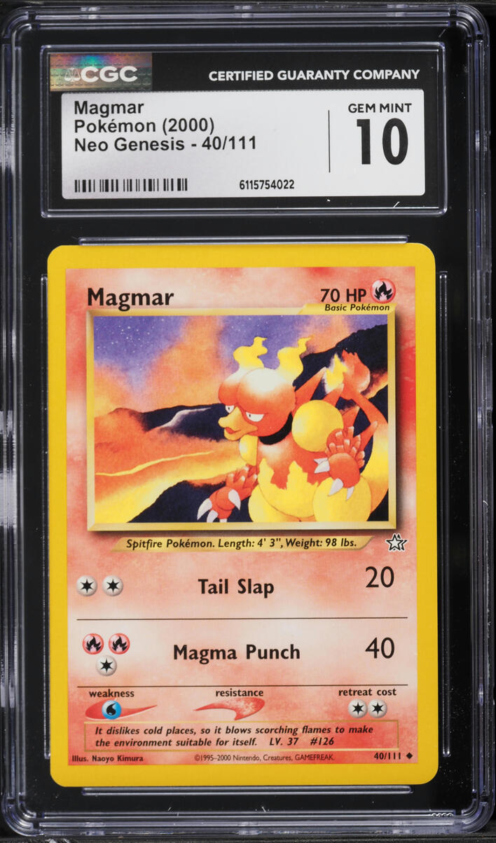 2000 Pokemon Neo Genesis Magmar #40 CGC 10 GEM MINT