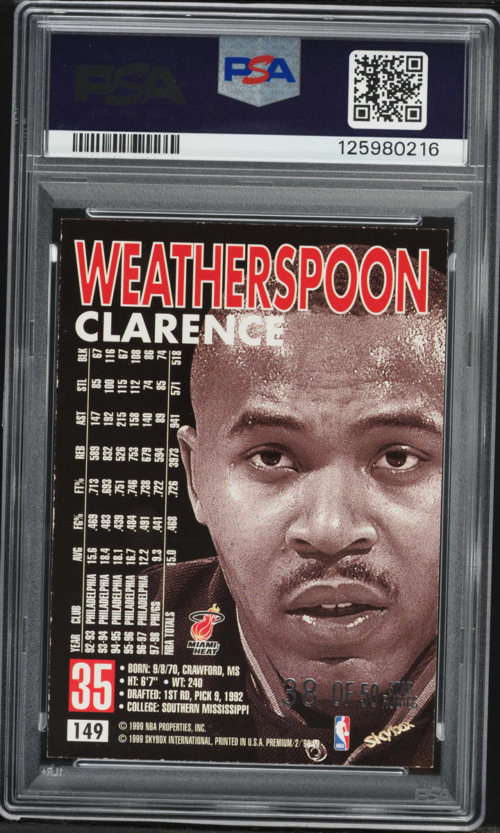 1998 Skybox Premium Star Rubies Clarence Weatherspoon /50 #149 PSA 6 EXMT