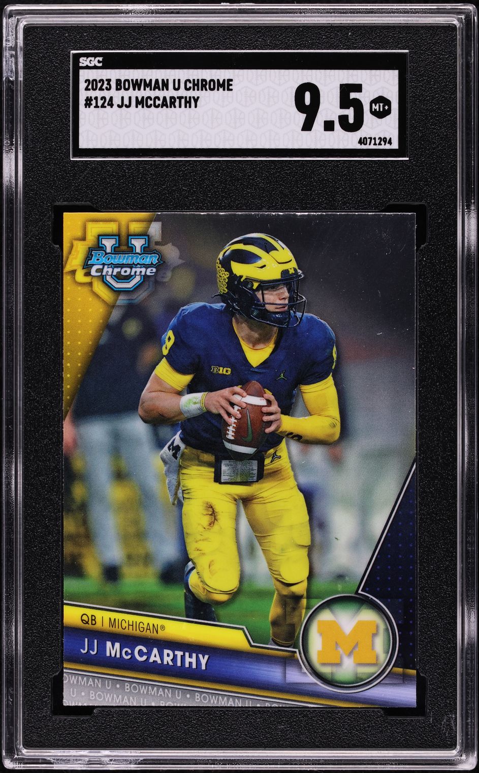 2023 Bowman Chrome University JJ McCarthy ROOKIE #124 SGC 9.5 MINT+