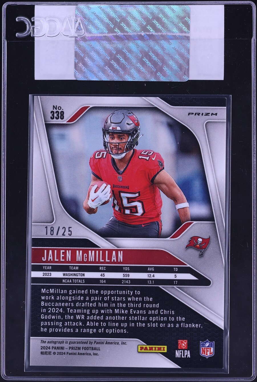 2024 Panini Prizm Camo Jalen McMillan ROOKIE AUTO /25 #338 CGC