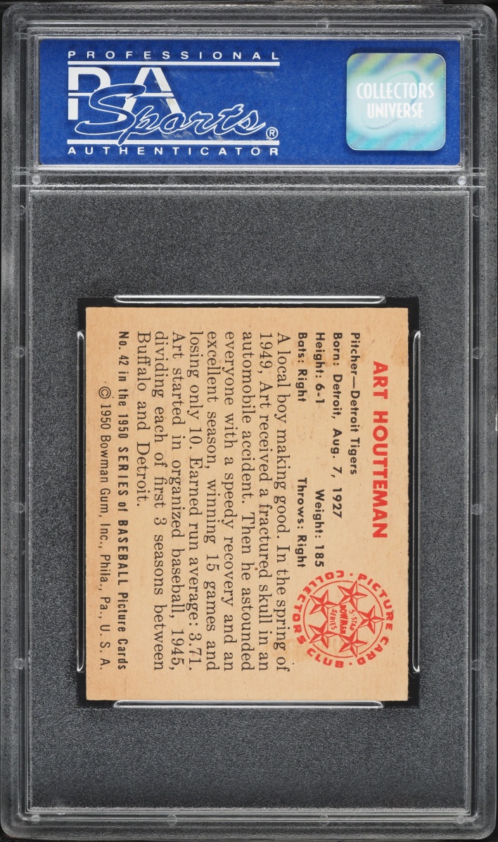 1950 Bowman Art Houtteman #42 PSA 7 NRMT