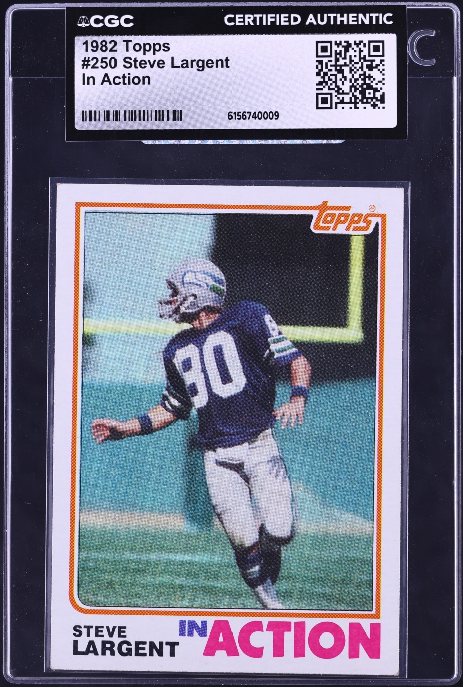 1982 Topps Football Steve Largent IN ACTION #250 CGC AUTH