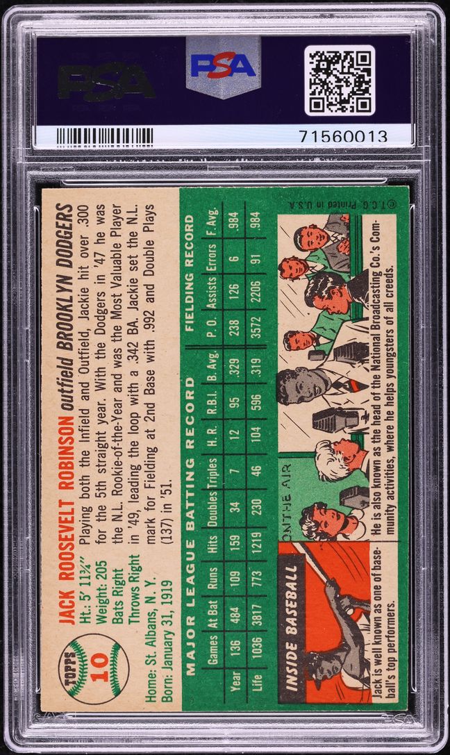 1954 Topps Jackie Robinson #10 PSA 9 MINT
