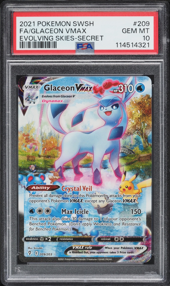 2021 Pokemon Sword & Shield Evolving Skies SEC Glaceon VMAX #209 PSA 10 GEM MINT