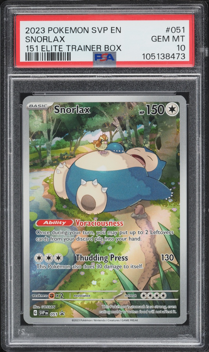 2023 Pokemon Scarlet & Violet Black Star Promo 151 ETB Full Art Snorlax #51 PSA 10 GEM MINT