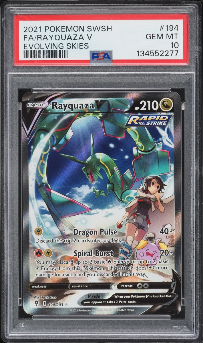 2021 Pokemon Sword & Shield Evolving Skies Alt Art Rayquaza V #194 PSA 10 GEM MINT