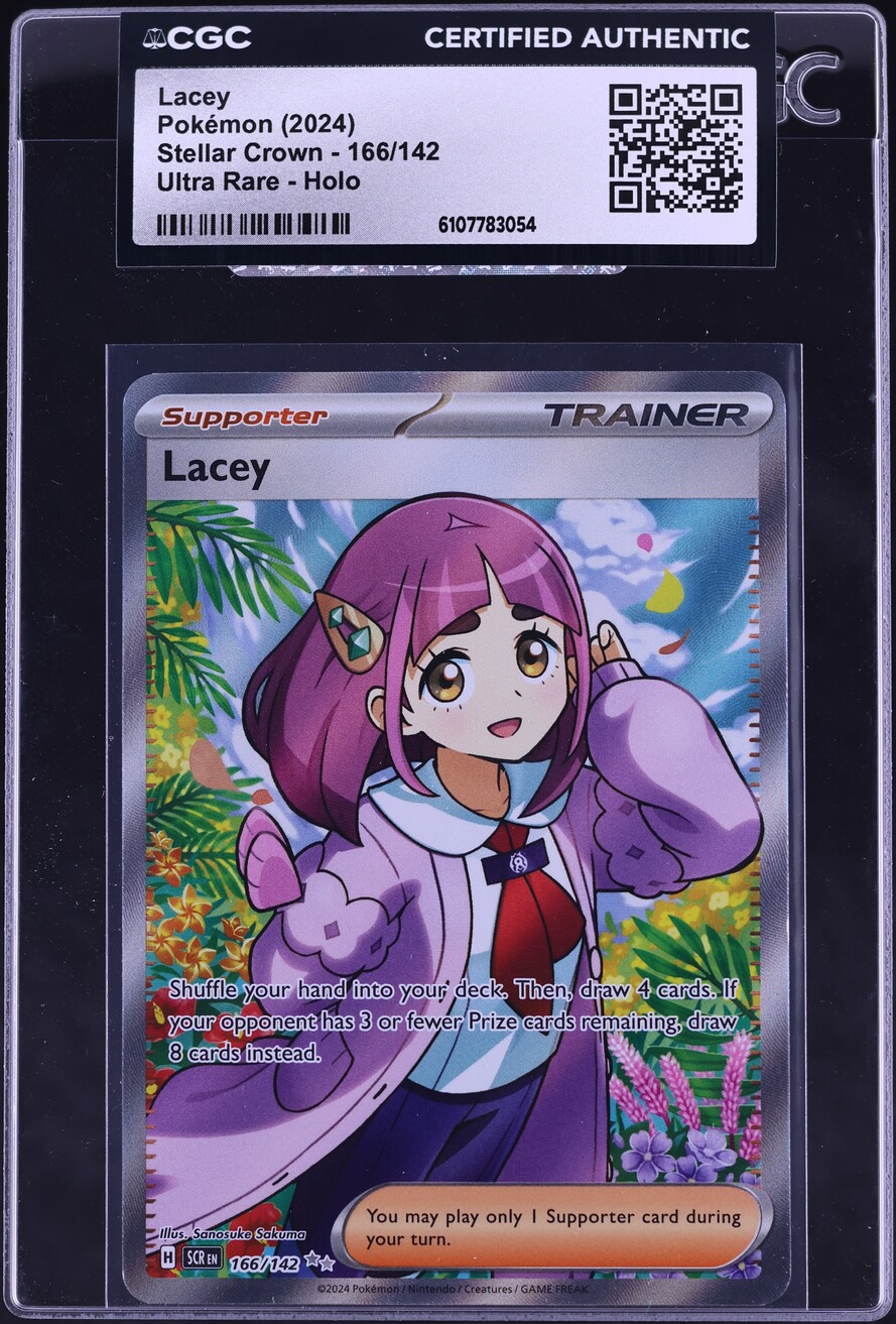 2024 Pokemon Scarlet & Violet Stellar Crown Full Art Lacey #166 CGC AUTH