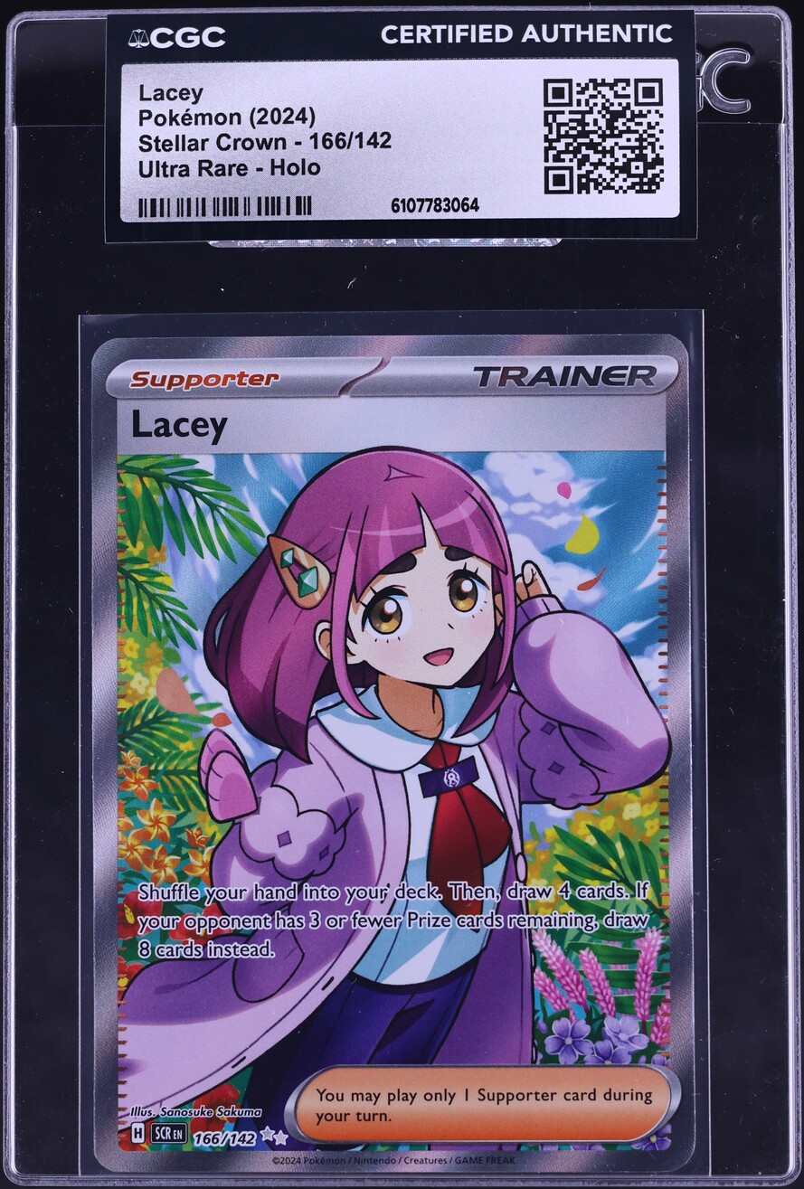 2024 Pokemon Scarlet & Violet Stellar Crown Full Art Lacey #166 CGC AUTH