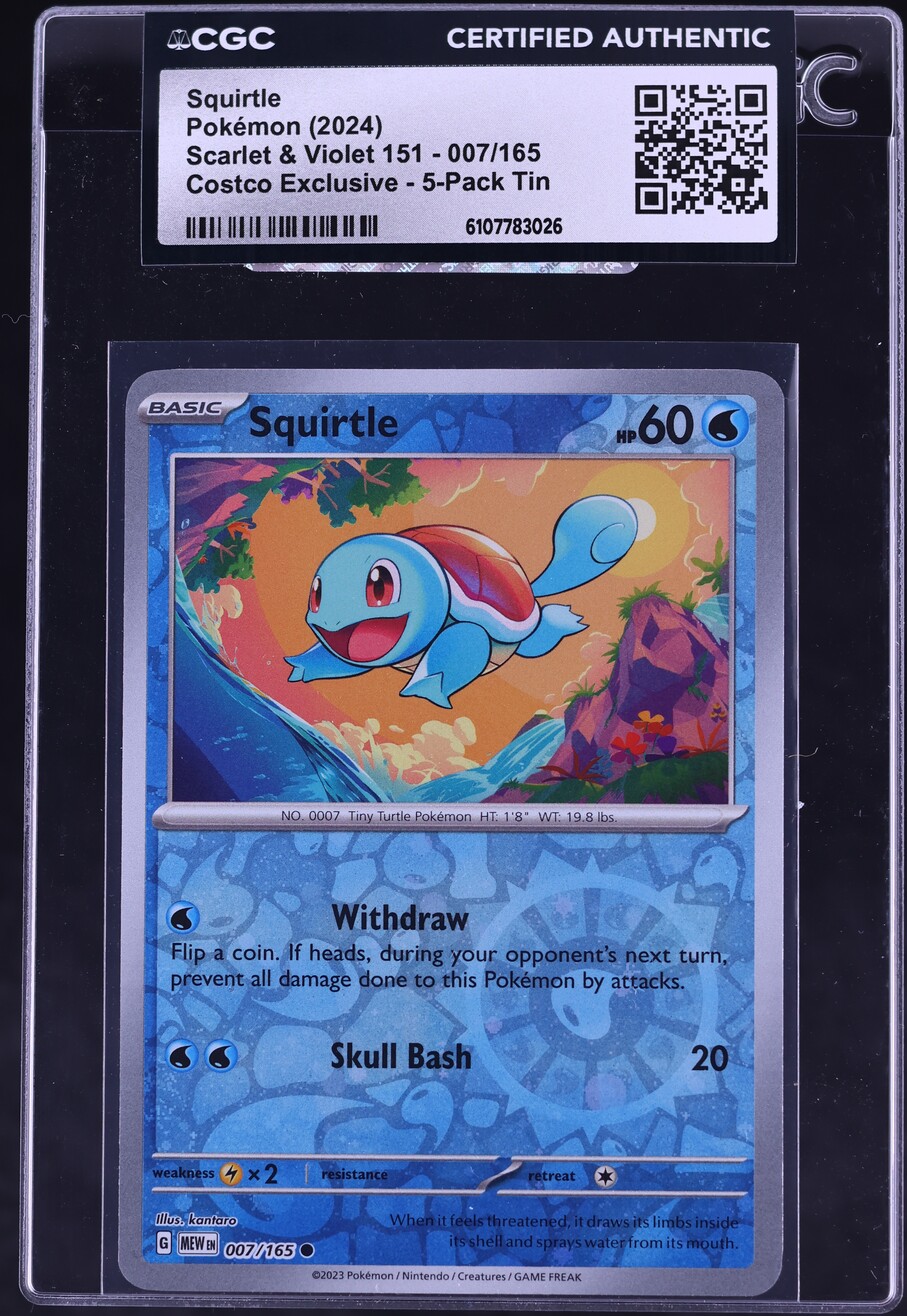 2023 Pokemon Scarlet & Violet 151 Costco Exclusive 5-Pack Tin Squirtle #7 CGC AUTH