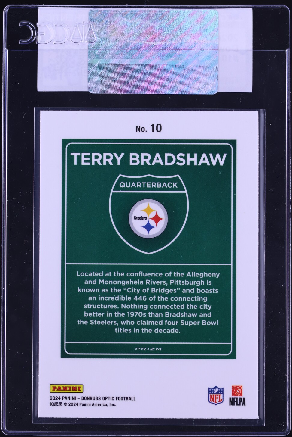 2024 Donruss Optic Downtown Terry Bradshaw #10 CGC AUTH