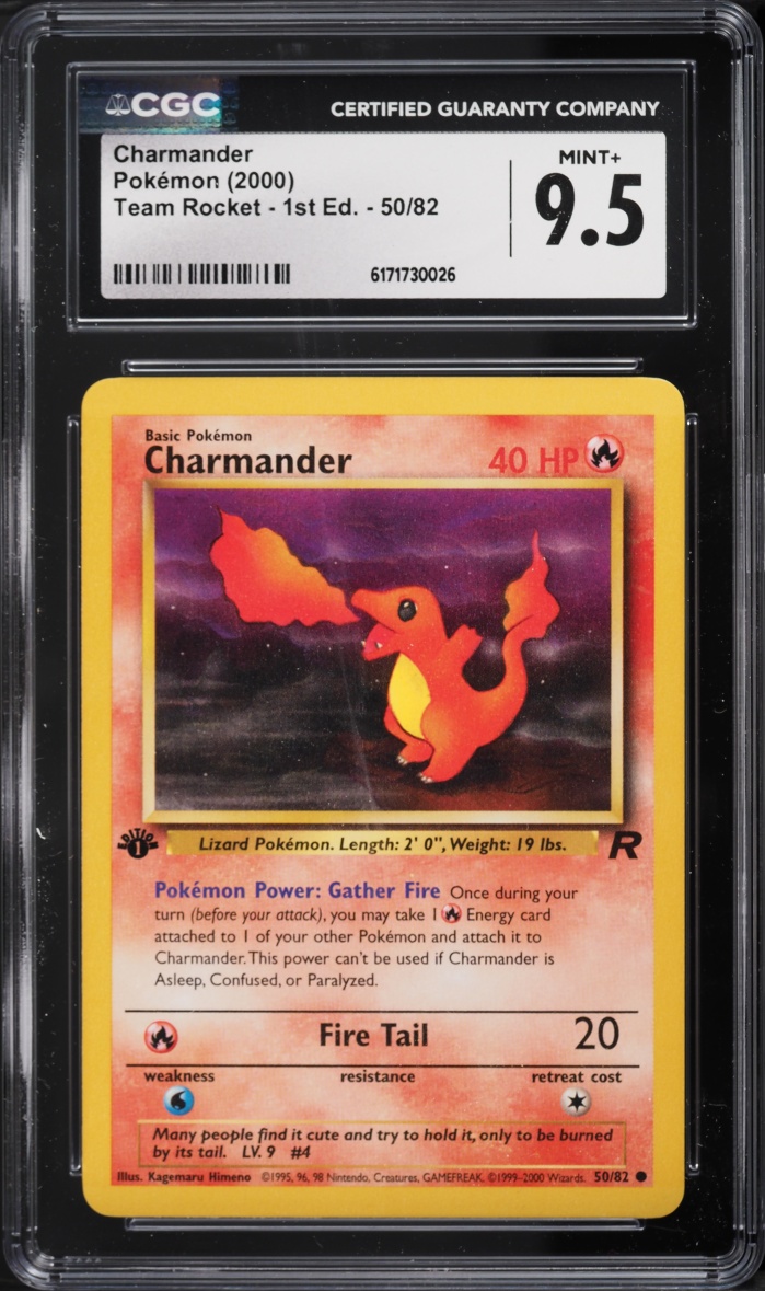 2000 Pokemon Team Rocket 1st Edition Charmander #50 CGC 9.5 MINT+