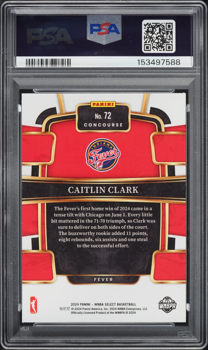 2024 Select Concourse WNBA Caitlin Clark ROOKIE #72 PSA 10 GEM MINT