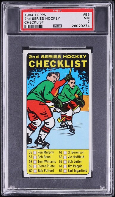 1964 Topps Hockey 2nd Series Checklist 56-110 #55 PSA 7 NRMT