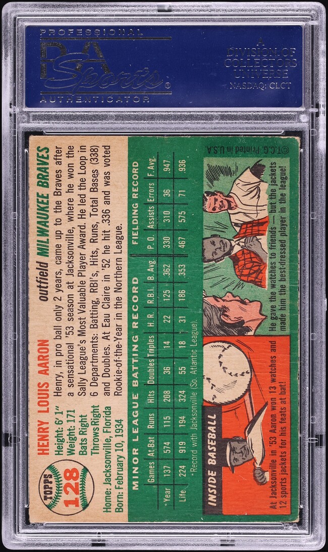 1954 Topps Henry Aaron ROOKIE #128 PSA 1.5 FR