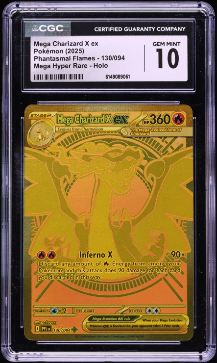 2025 Pokemon Mega Evolution Phantasmal Flames MHR Mega Charizard X ex #130 CGC 10 GEM