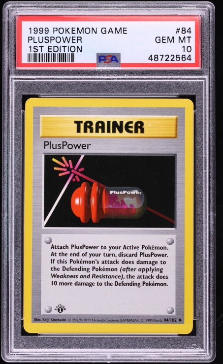 1999 Pokemon Base Set Shadowless 1st Edition Pluspower #84 PSA 10 GEM MINT