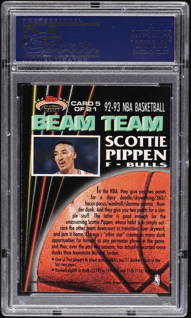 1992 Stadium Club Beam Team Members Only Scottie Pippen #5 PSA 10 GEM MINT