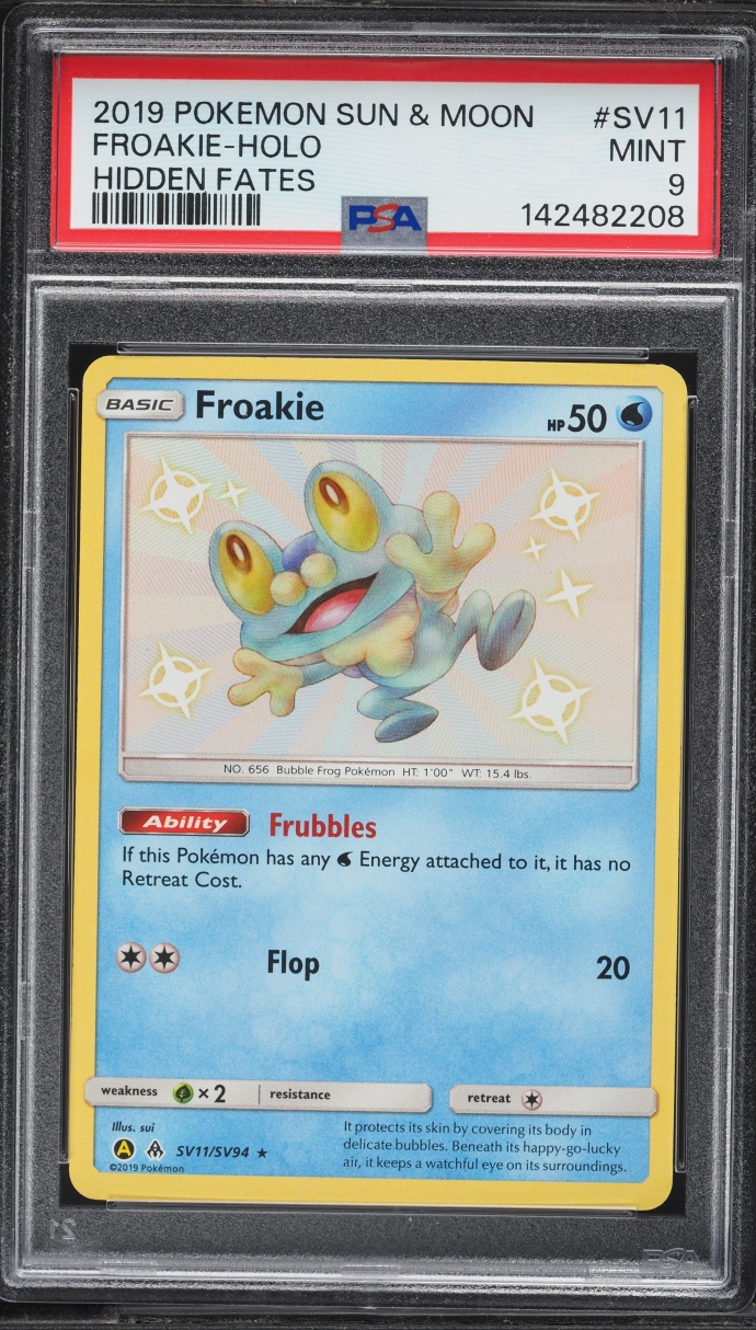 2019 Pokemon Sun & Moon Hidden Fates Shiny Holo Froakie #SV11 PSA 9 MINT