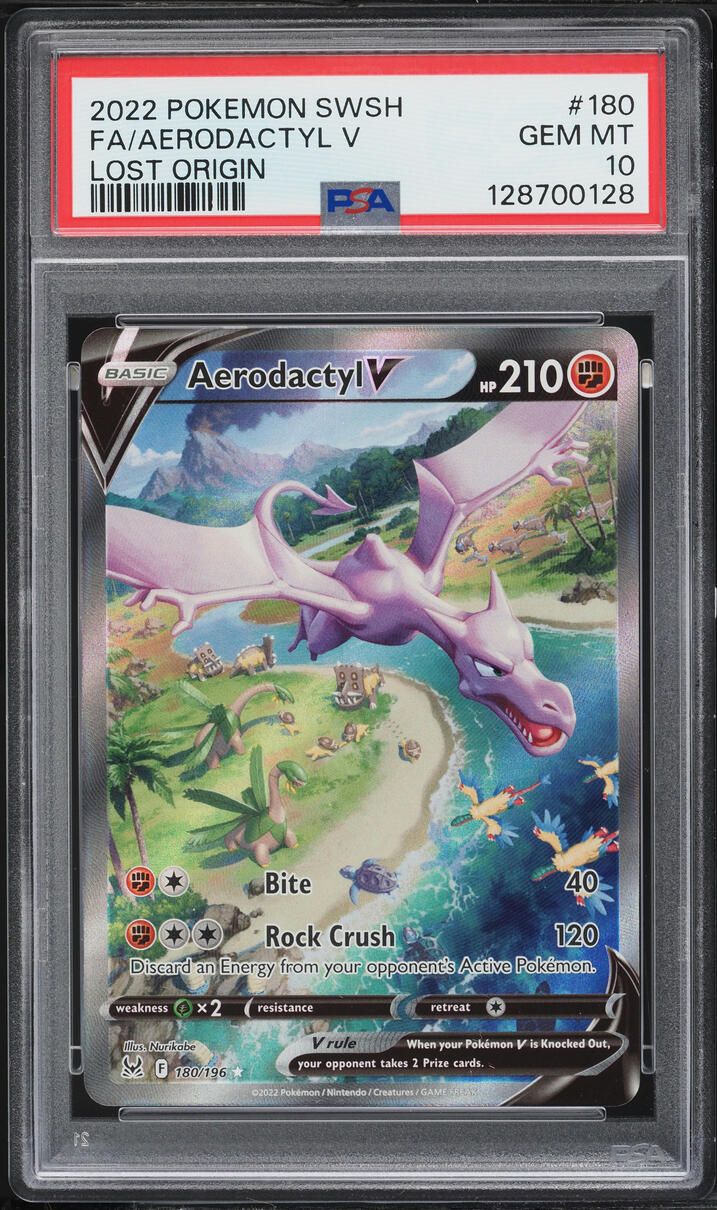2022 Pokemon Sword & Shield Lost Origin Alt Art Aerodactyl V #180 PSA 10 GEM MINT