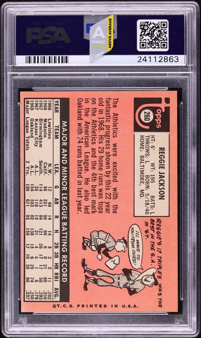 1969 Topps Reggie Jackson ROOKIE #260 PSA 8.5 NM-MT+