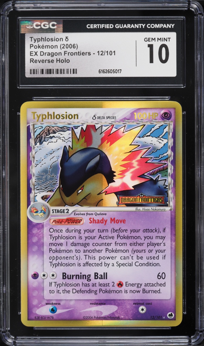 2006 Pokemon EX Dragon Frontiers Reverse Holo Typhlosion #12 CGC 10 GEM MINT