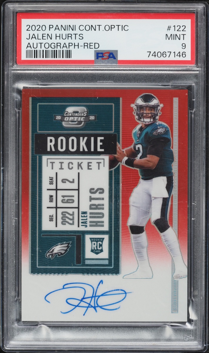 2020 Panini Contenders Optic Red Jalen Hurts ROOKIE AUTO /199 #122 PSA 9 MINT