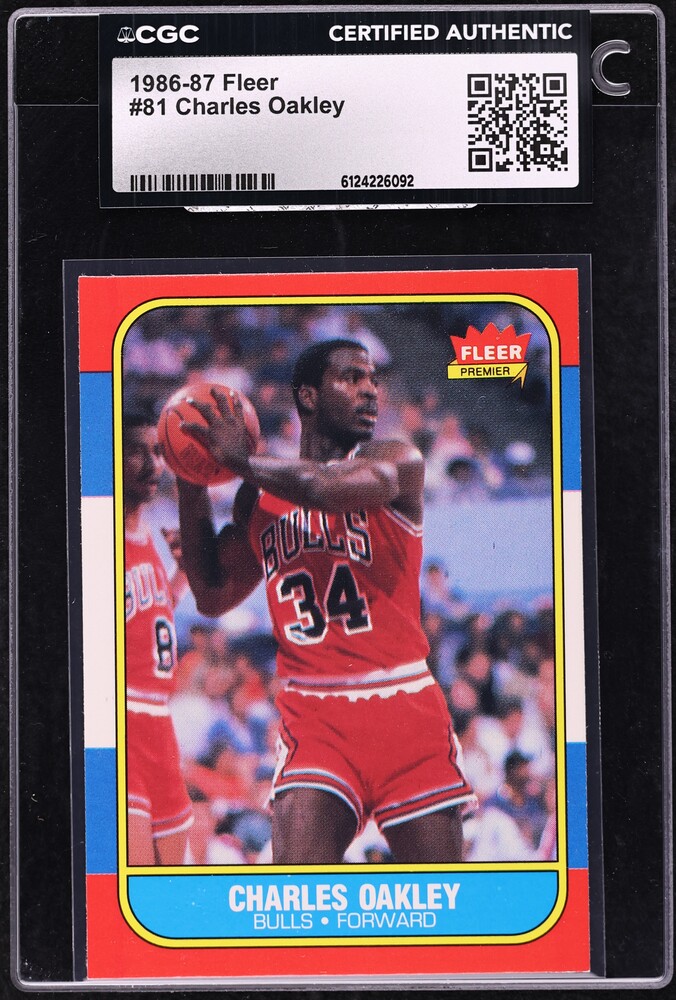 1986 Fleer Basketball Charles Oakley ROOKIE #81 CGC AUTH