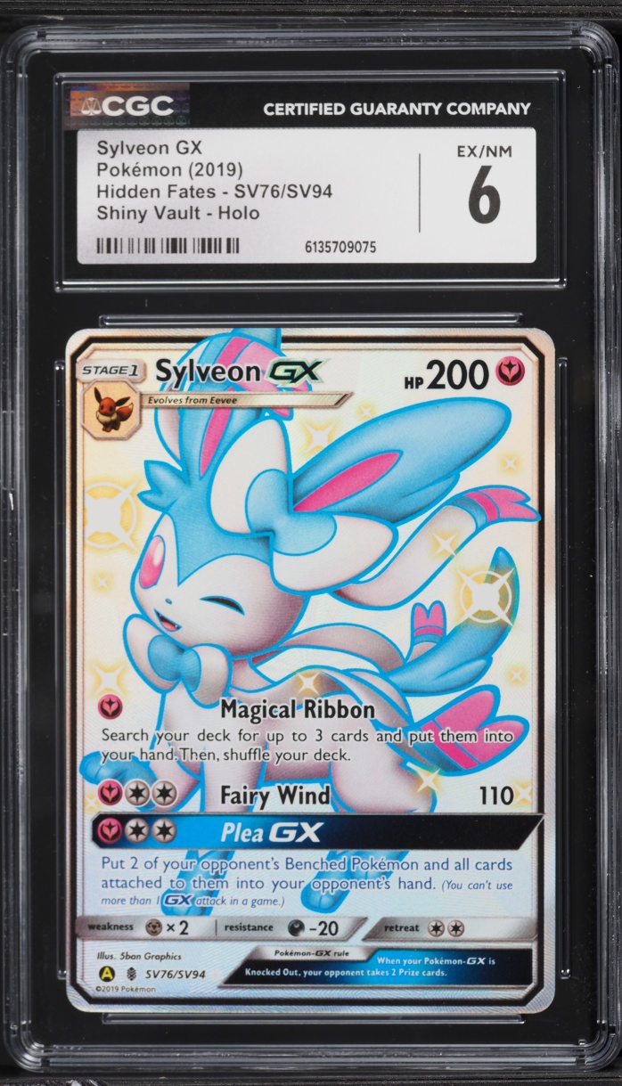 2019 Pokemon Sun & Moon Hidden Fates Shiny Vault Full Art Sylveon GX #SV76 CGC 6 EXMT