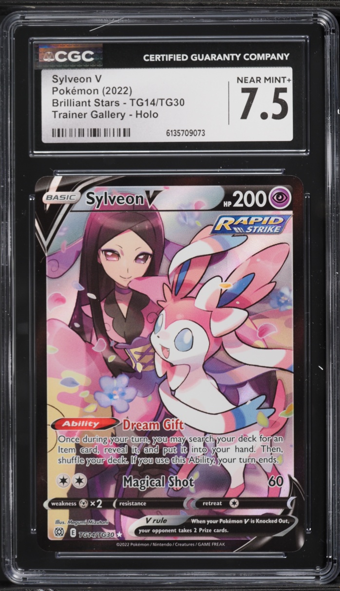 2022 Pokemon Sword & Shield Brilliant Stars Full Art Sylveon V #TG14 CGC 7.5 NRMT+