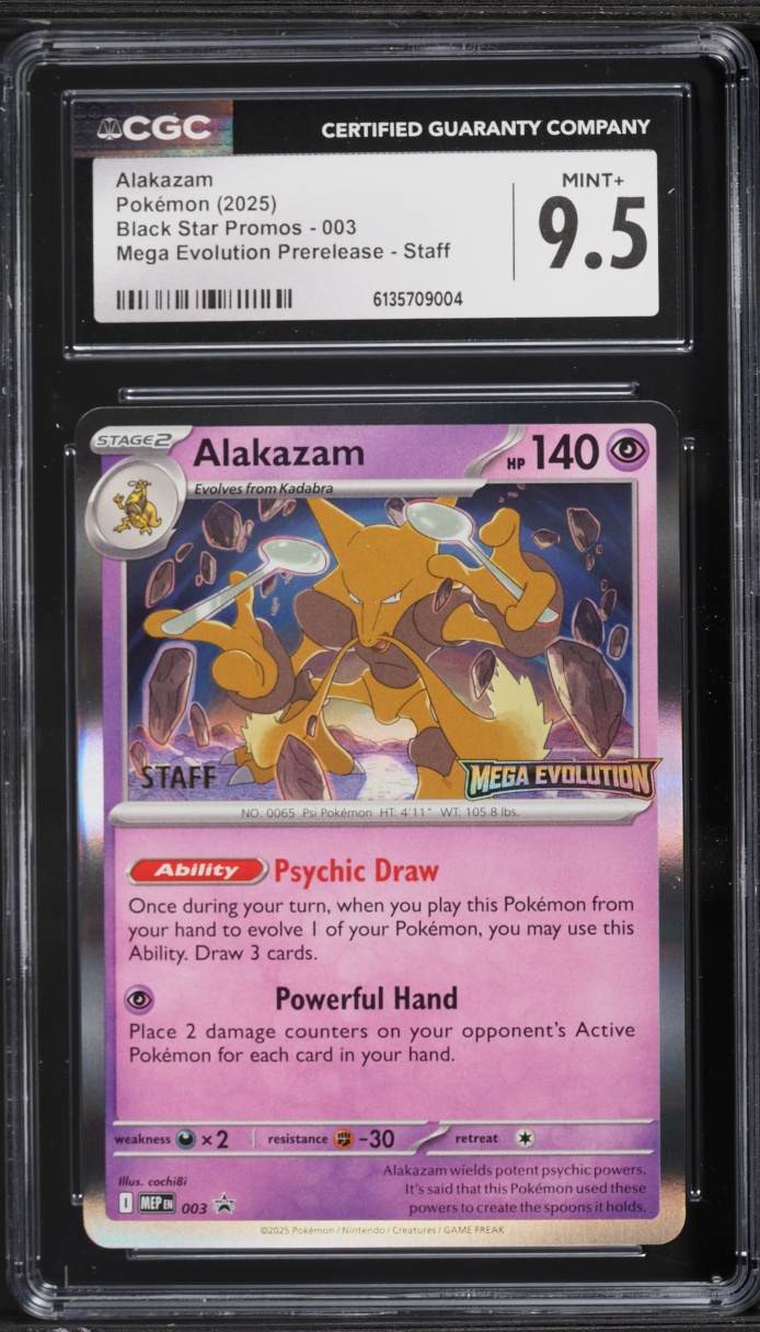 2025 Pokemon Mega Evolution Promo Prerelease Staff Alakazam #3 CGC 9.5 MINT+