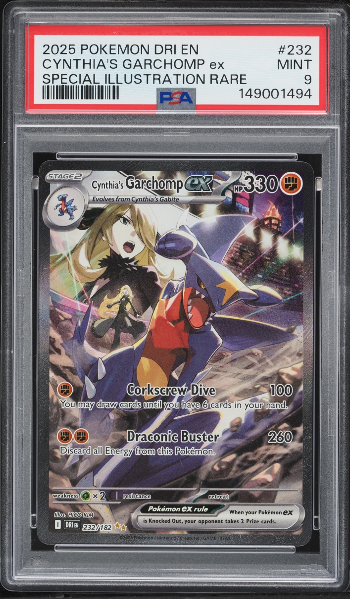 2025 Pokemon Scarlet & Violet Destined Rivals SIR Cynthia's Garchomp Ex #232 PSA 9 MINT