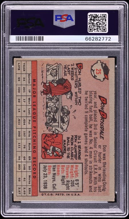 1958 Topps Don Drysdale #25 PSA 5 EX