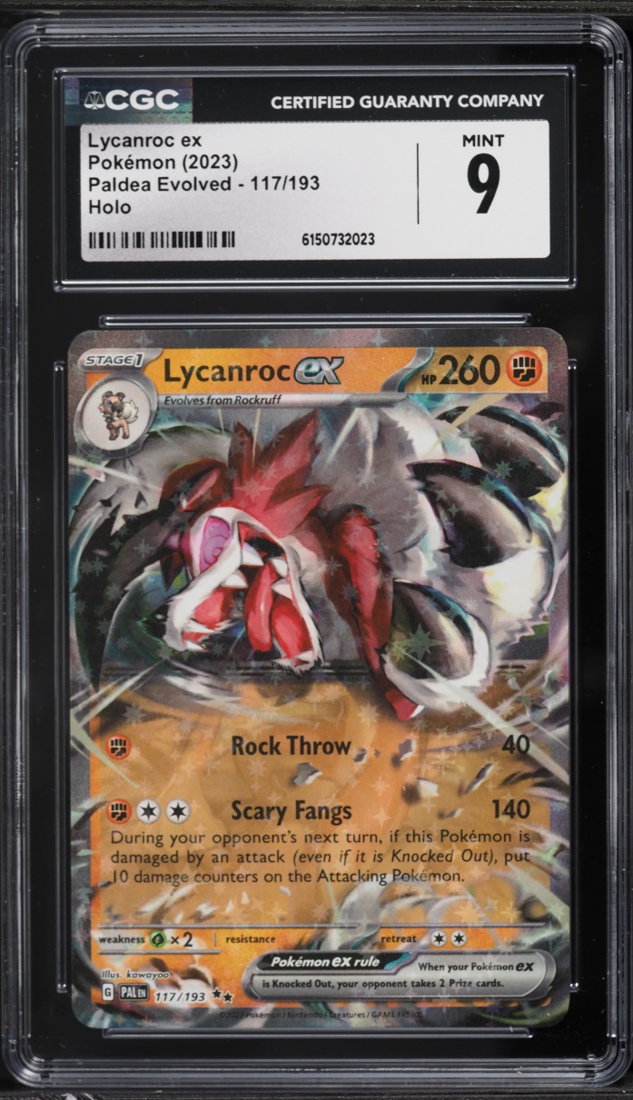 2023 Pokemon Scarlet & Violet Paldea Evolved Holo Lycanroc EX #117 CGC 9 MINT
