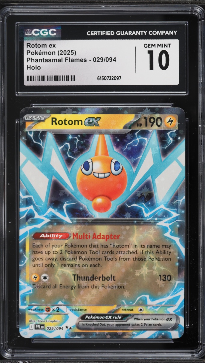 2025 Pokemon Mega Evolution Phantasmal Flames Holo Rotom EX #29 CGC 10 GEM MINT