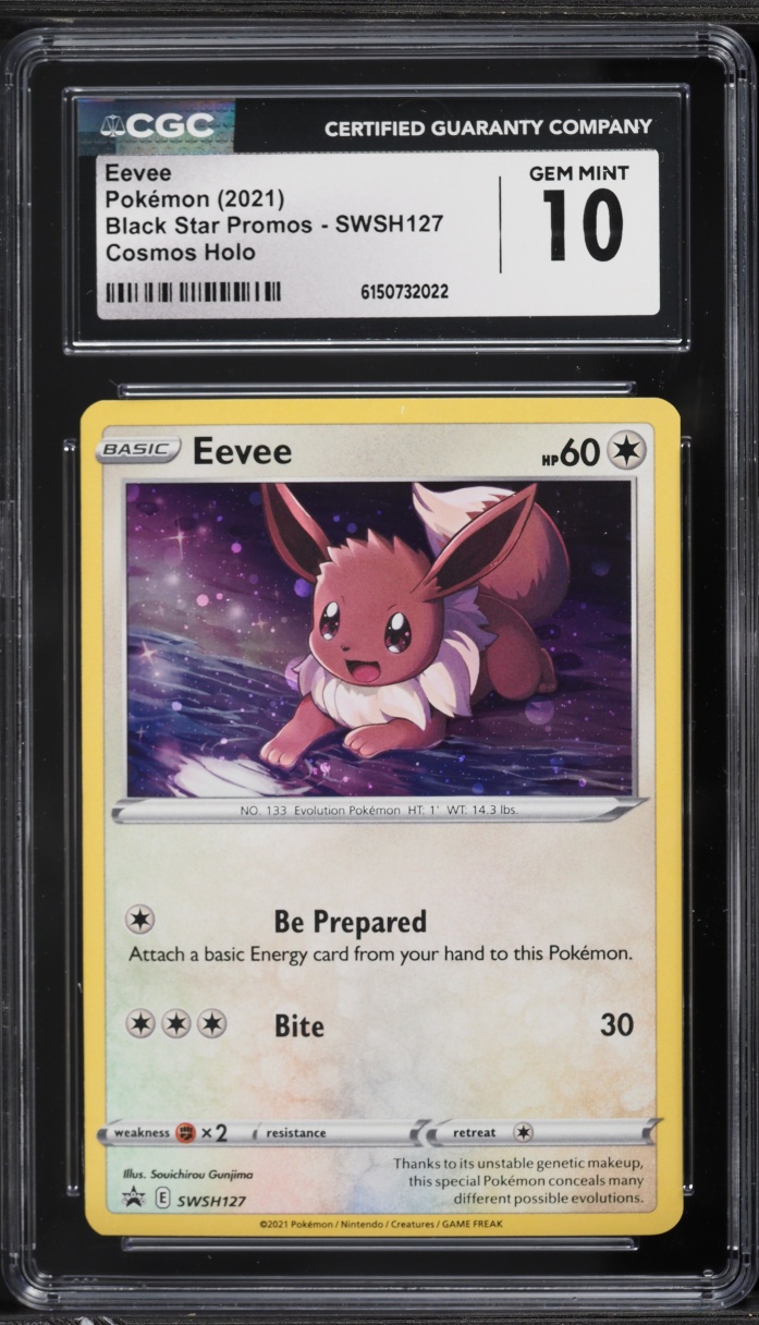 2021 Pokemon Sword & Shield Black Star Promo Cosmos Holo Eevee #SWSH127 CGC 10 GEM MINT