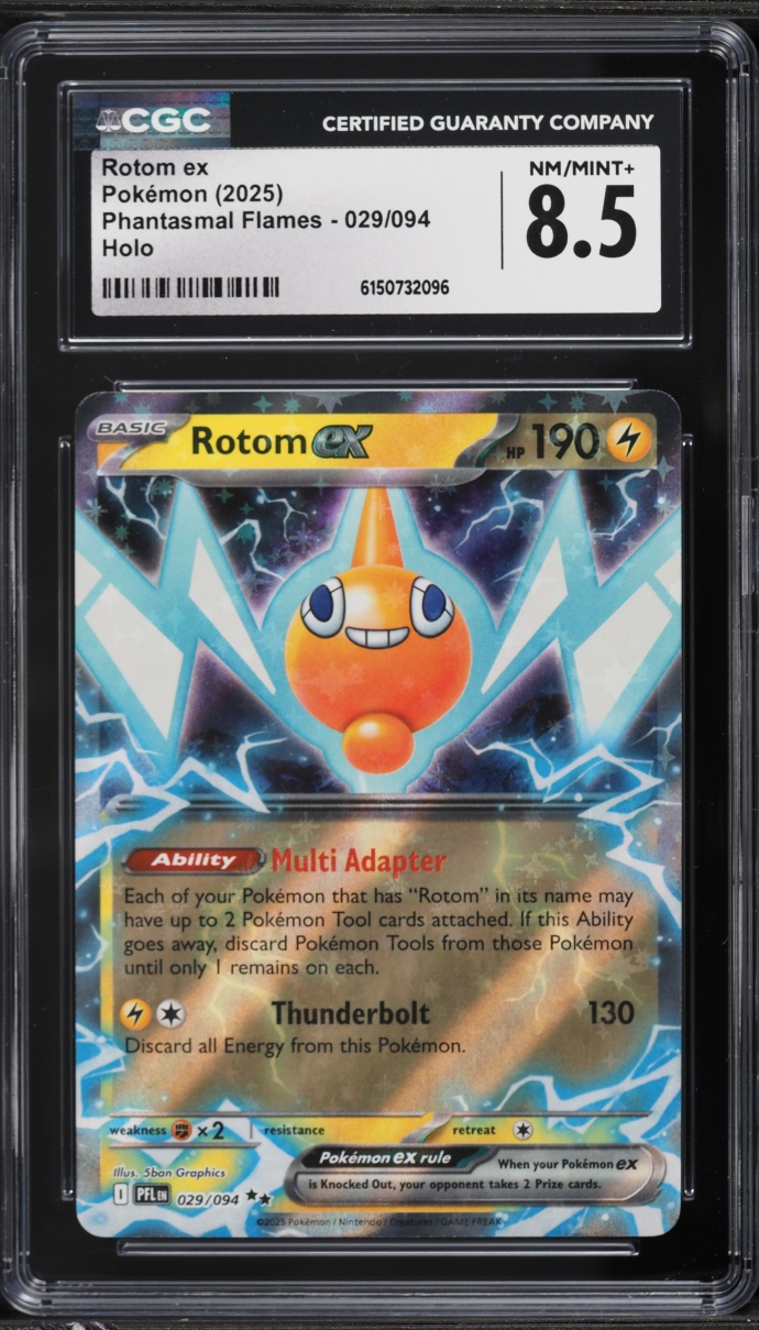 2025 Pokemon Mega Evolution Phantasmal Flames Holo Rotom EX #29 CGC 8.5 NM-MT+