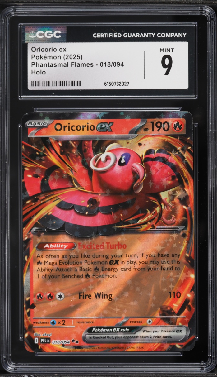 2025 Pokemon Mega Evolution Phantasmal Flames Holo Oricorio EX #18 CGC 9 MINT