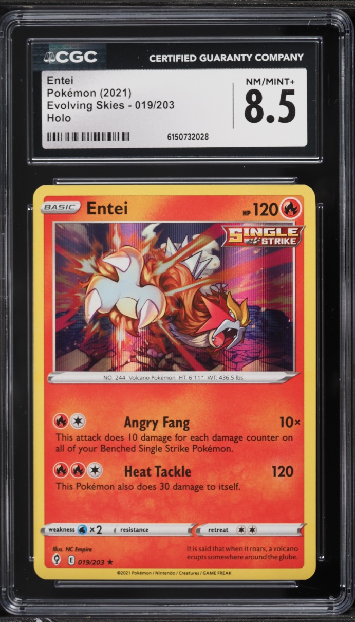 2021 Pokemon Sword & Shield Evolving Skies Holo Entei #19 CGC 8.5 NM-MT+