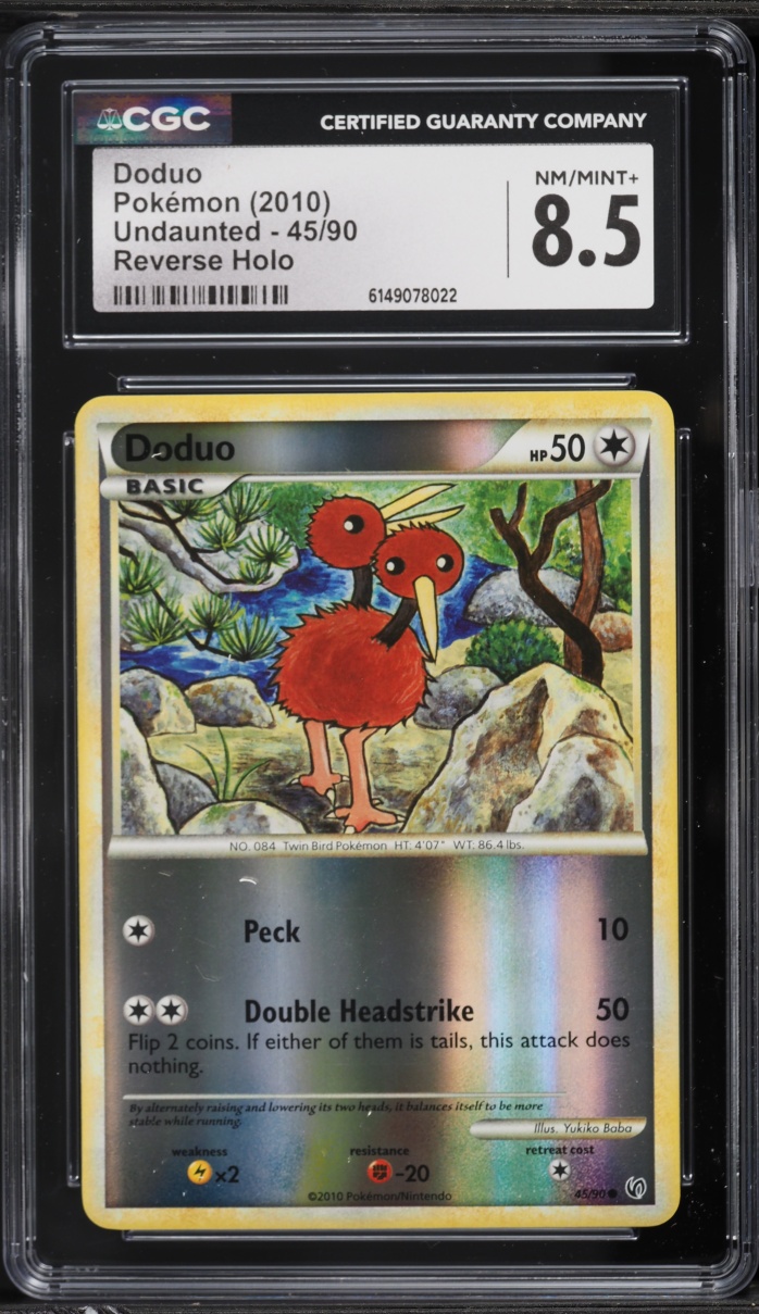 2010 Pokemon HeartGold & SoulSilver Undaunted Reverse Holo Doduo #45 CGC 8.5 NM-MT+