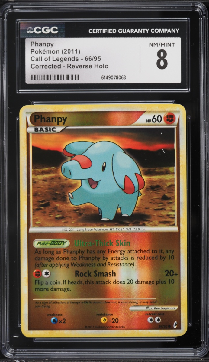 2011 Pokemon Call Of Legends Corrected Reverse Holo Phanpy #66 CGC 8 NM-MT