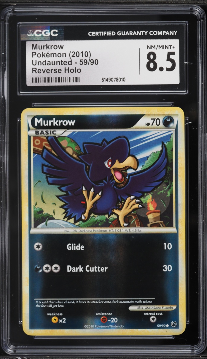 2010 Pokemon HeartGold & SoulSilver Undaunted Reverse Holo Murkrow #59 CGC 8.5 NM-MT+